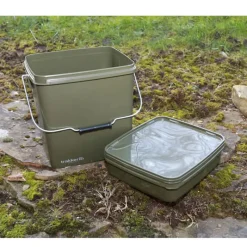 Amorçage/Propulsion|Bagagerie/Rangement - TRAKKER Seau carpe olive square bucket