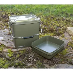 Amorçage/Propulsion|Bagagerie/Rangement - TRAKKER Seau carpe olive square bucket