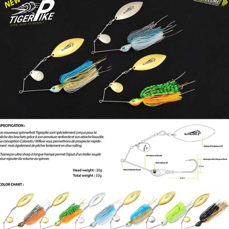 Leurres - ELITELURE Spinnerbait Tiger Pike 32g