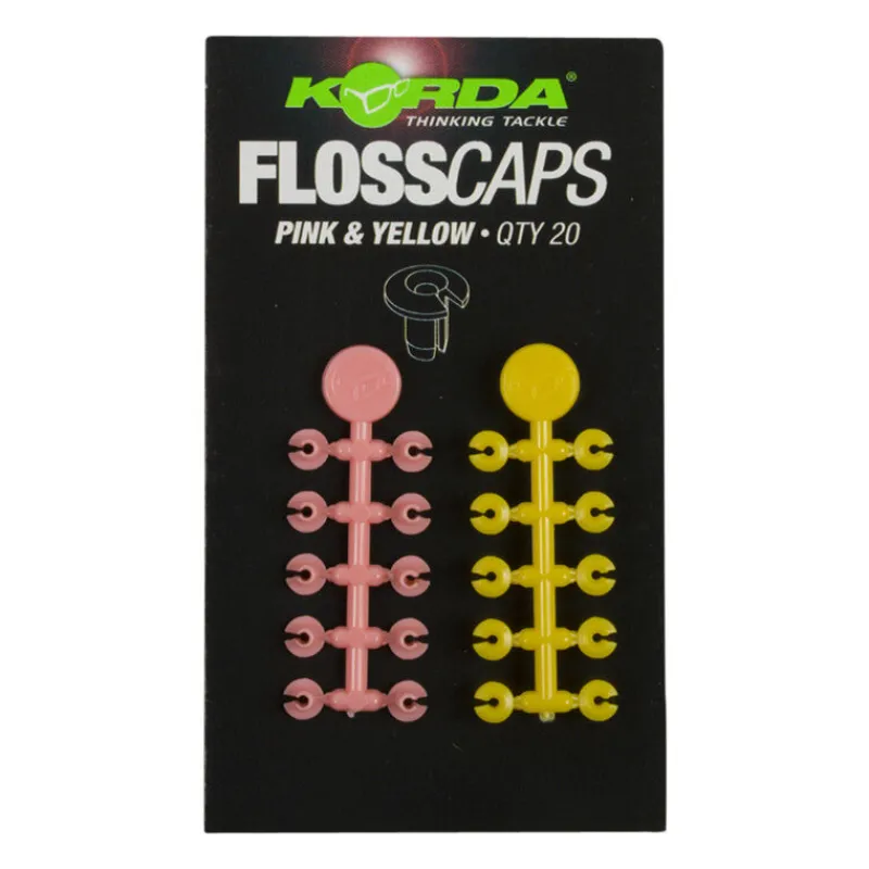 Acc.Montages/Hameçons - KORDA Stop appât carpe floss caps pink/yellow (x20)