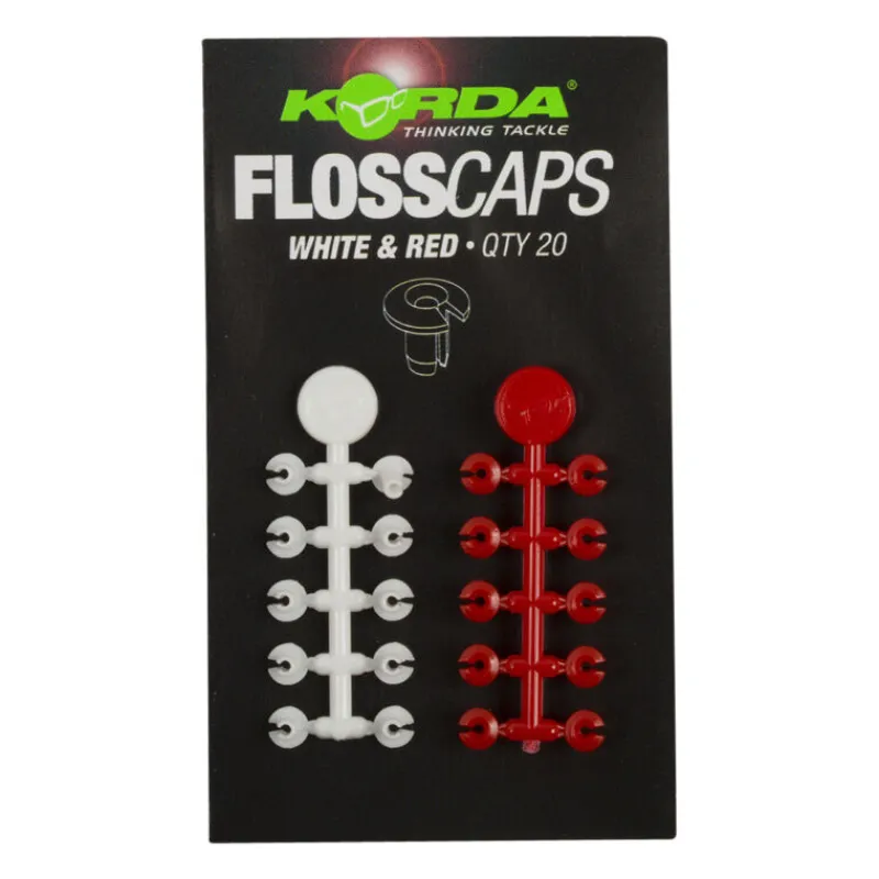 Acc.Montages/Hameçons - KORDA Stop appât carpe floss caps white/red (x20)