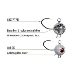 Acc. Montage / Hameçons - CAT SPIRIT Tete Plombées Fire Ball Rotatif