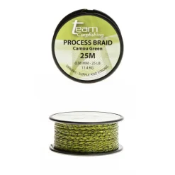Acc.Montages/Hameçons|Découverte Pêche À La Carpe - TEAM CARPFISHING Tresse à bas de ligne carpe process braid 25lb