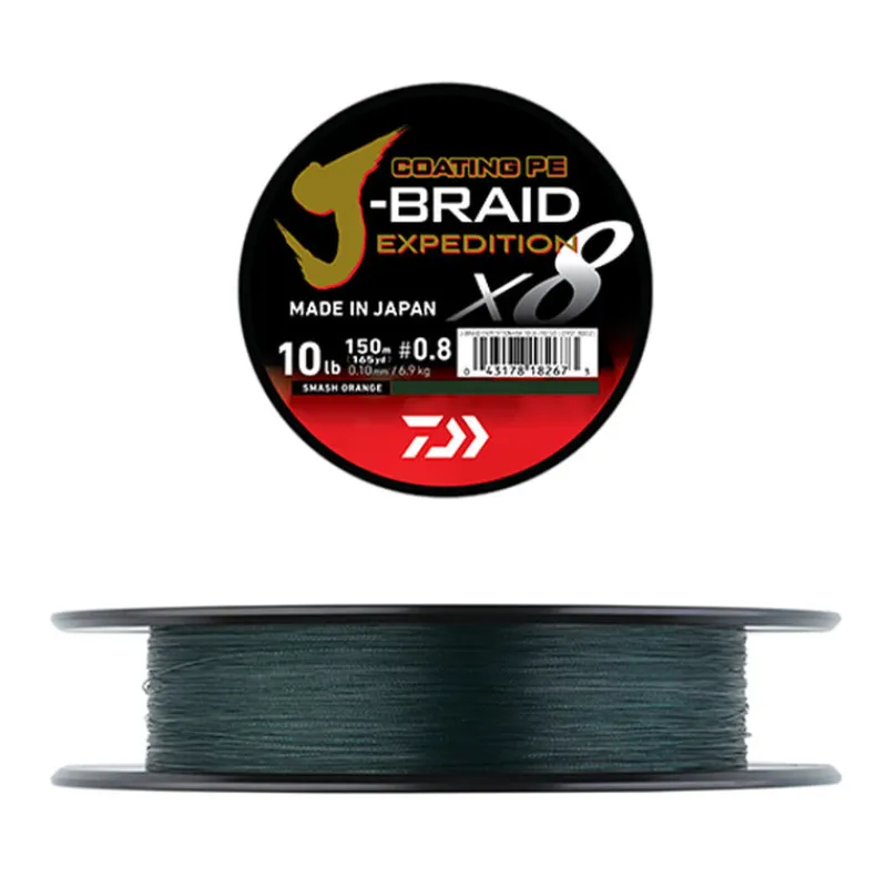 Tresses, Nylons, Fluorocarbones|Tresses, Nylons, Fluorocarbones - DAIWA Tresse J-Braid Expedition x8 150m Dark Green