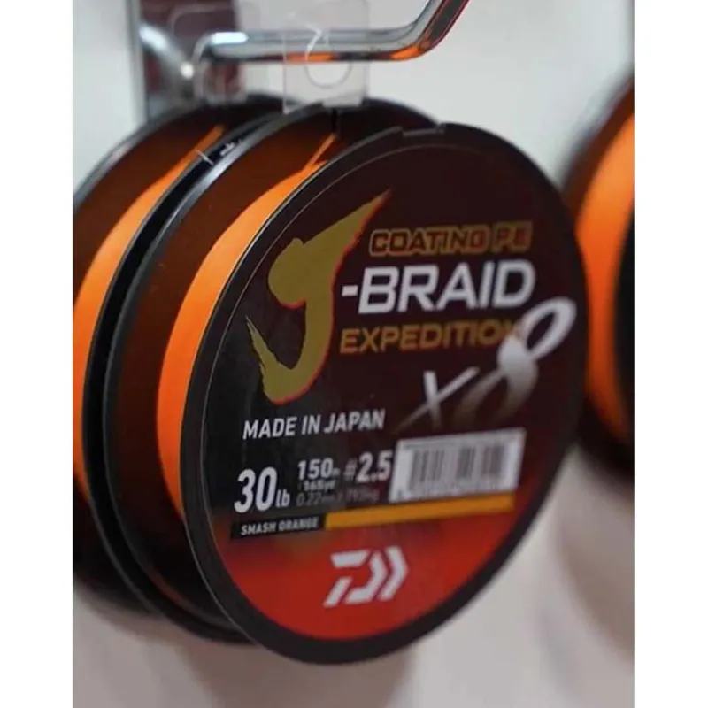 Tresses, Nylons, Fluorocarbones - DAIWA Tresse J-Braid Exp X8 Smash Orange - 150m