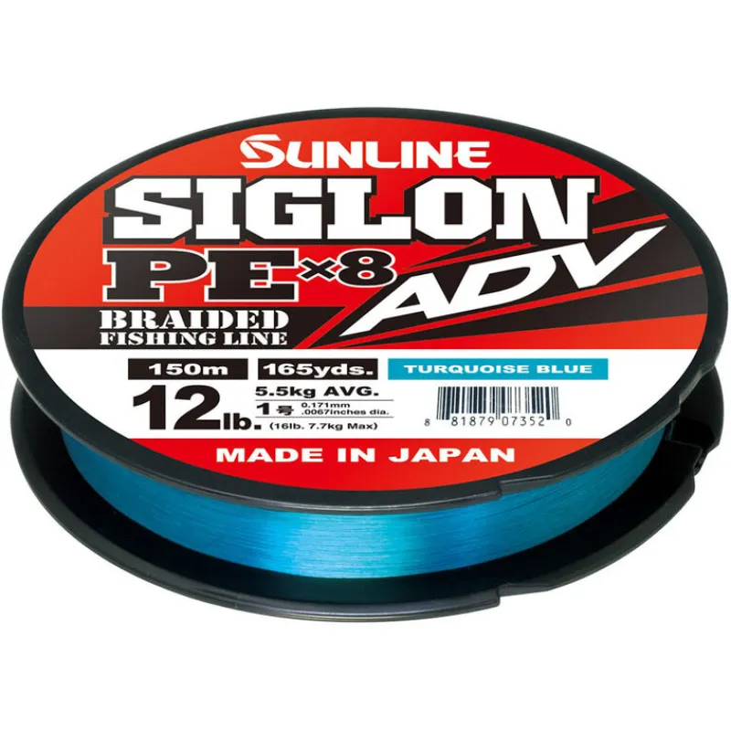 Tresses, Nylons, Fluorocarbones|Tresses, Nylons, Fluorocarbones - SUNLINE Tresse Siglon ADV x8 Bleu Turquoise 150m