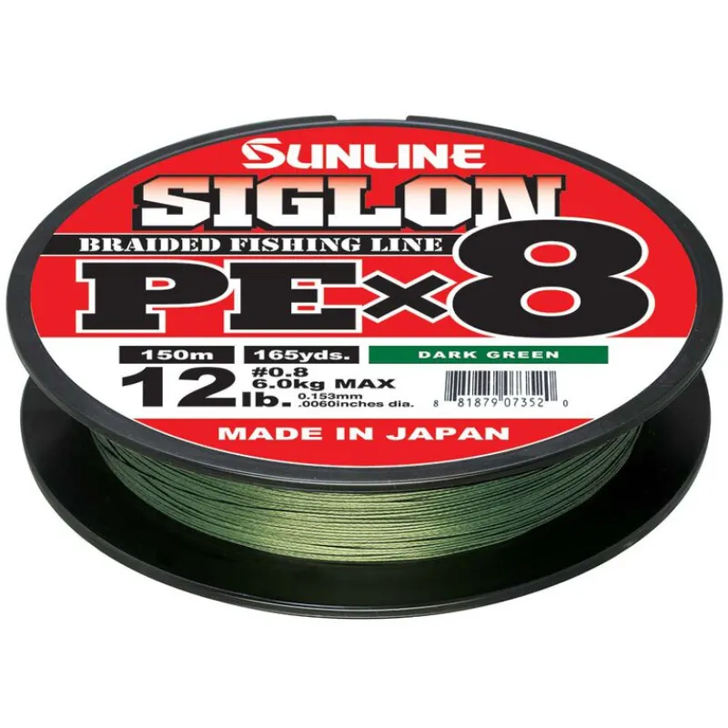 Tresses, Nylons, Fluorocarbones - SUNLINE Tresse Siglon Braid PE X8 Vert Foncé 150m
