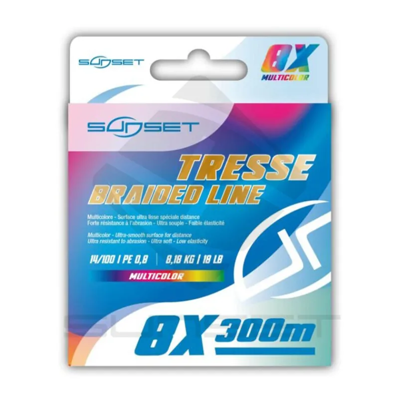 Tresses, Nylons, Fluorocarbones - SUNSET Tresse 8X RS Compétition Multicolor