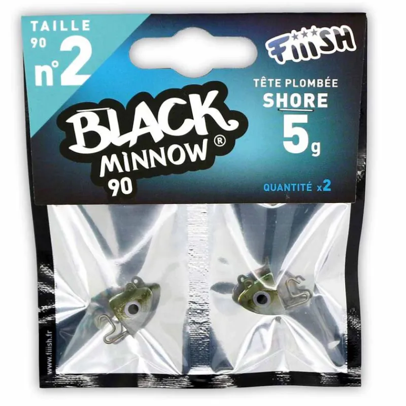 Leurres À Truite|Leurres - FIIISH Tête plombée black minnow 90 shore 5g (x2)